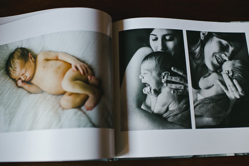 Libro de fotografía de sesión de fotos de embarazada y recién nacido por Daniela Liska